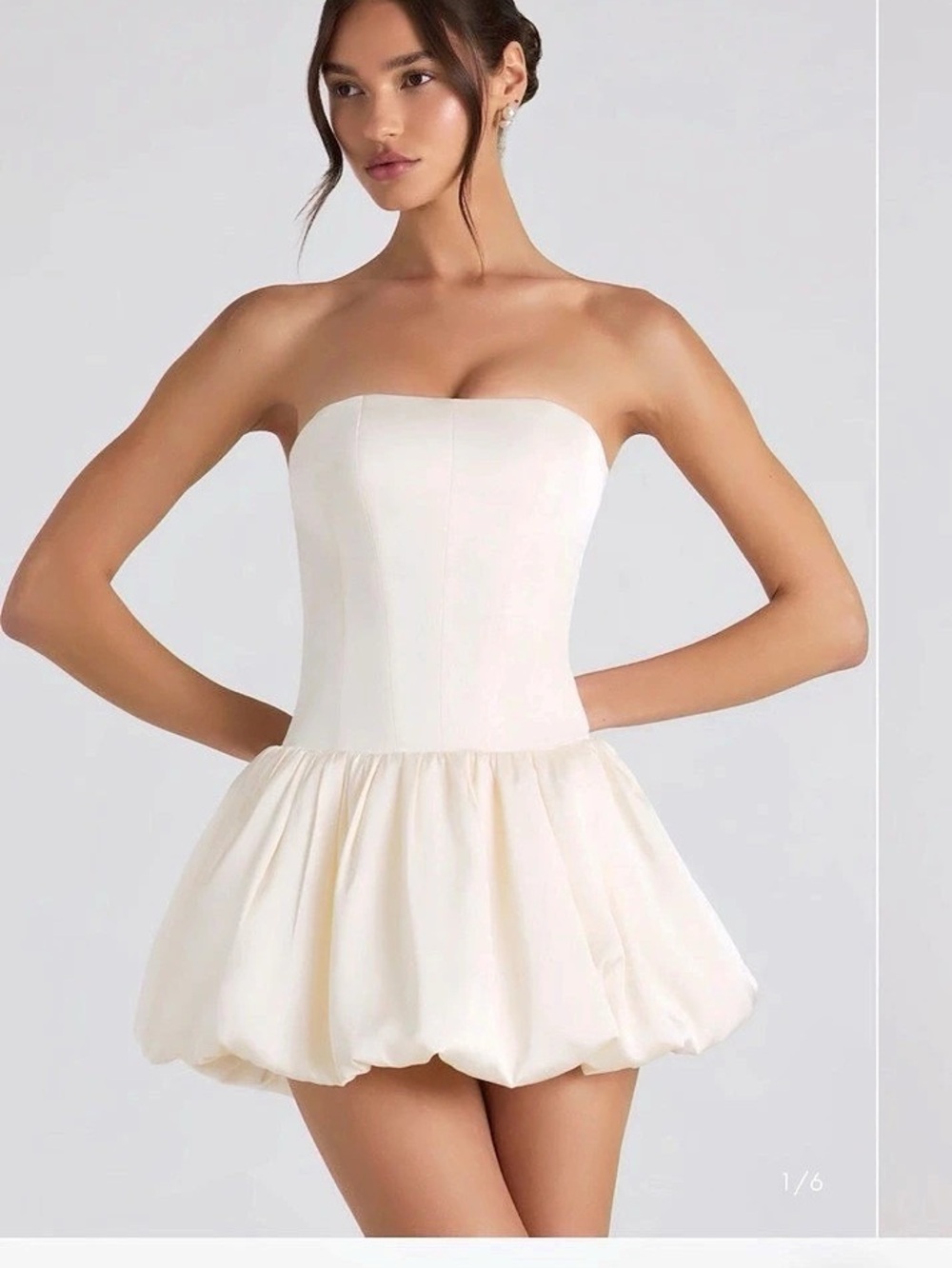 Oh Polly Fabiola Lace-Up Bubble Hem Corset Mini Dress Satin Bubble Hem Mini